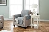 Deluxe Reversible Quilted Furniture Protector. Two Fresh Looks in One. By Home Fashion Designs Brand. (Chair - Charcoal / Beige)