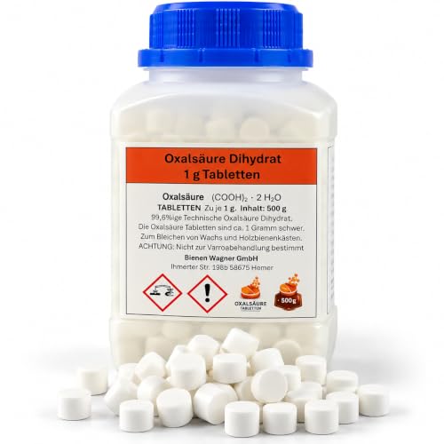 Bienenwagner Oxalsäure-Dihydrat Tabletten 1 g, 500 g wiederverschließbare Dose zur Reinigung von Bienenbeuten und Wachs für Imker Imkerei Bienen Oxalsäure Tabletten