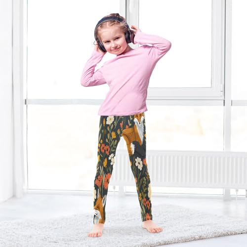 Toddler Girls Leggings Printed Yoga Pants Leggings Fox Sit in Flowers for Kids4