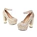 Kobiety Blokowe Obuwie Obuwie Buty sądowe Damskie Stylowe Szpilki Damskie Ślubne Buty Ślubne Party Pracy Wieczór Prom Pompy Złoto Srebro (Color : Gold, Size : 37)