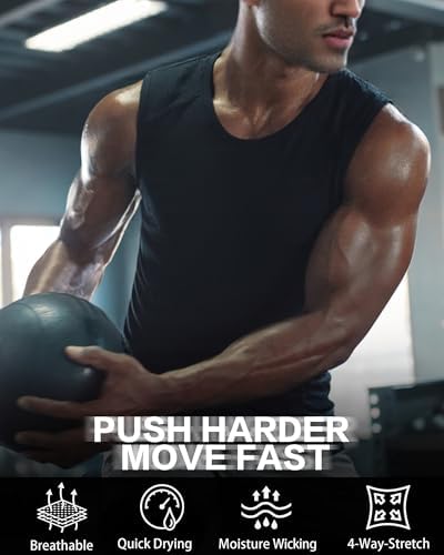 Roadbox Compression Shirt Men, Sleeveless Athletic Tank Top Workout Undershirt, Quick Dry Base Layer for Gym Running Training — view 6