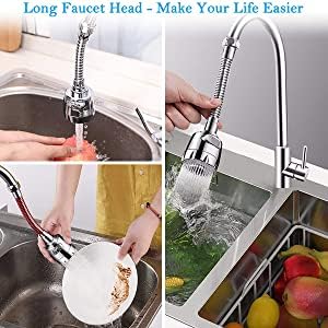 Image of 360 Degree Rotating Water-Saving Sprinkler, Faucet Aerator for Easy Clean Sink Water Saving Extension Jet Stream Spray Setting Faucet Splash-Proof Filter Extender Sprayer, Bathroom (6 Inch)