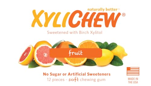 Xylichew Xylitol Gum - Chewing Gum Sugar Free, Aspartame Free, Gluten Free, Keto - Sugarless, Healthy, Natural Oral Care - Relieves Bad Breath and Dry Mouth - Fruit, 288 Count