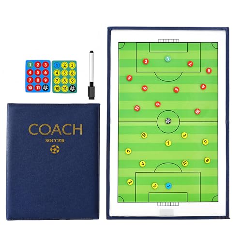 Carpeta Táctica Magnéticas de Fútbol, Pizarra Táctica Tablero de Entrenamiento Entrenador, ​​con Marcadores de Pizarra y Piezas de Ajedrez Magnéticas, Diseño Plegable