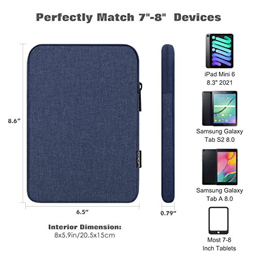 Image of MoKo 7-8 Inch Tablet Sleeve Bag with Lightweight Design | Tablet Carrying Case Fits iPad mini A17 Pro /6 /5 /4 /3 /2 /1, Galaxy Tab S2 8.0, Tab A 8.0 and ZenPad Z8s 7.9, Navy Blue