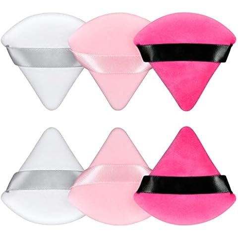 FACEMADE 6 Pieces Face Powder Puff Set, Soft Velour Makeup Puff for Loose Powder, Beauty Makeup Tool, White Pink and Rose Cover