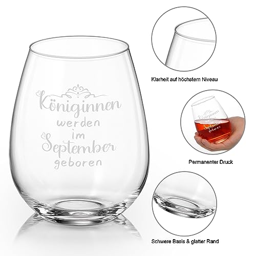 Joymaking Weinglas - Geschenk für Frauen: Geburtstagsgeschenk für Freundinnen, Schwestern und Mütter - Königinnen im September geboren… – Ansicht 6