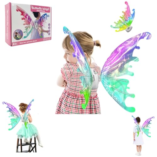 Johehe Fairy Glowing Wings for Girls,Sparkling Wings with LED Lights,Electric Butterfly-Wings for Women,Perfect Fairy Costume and Party Decoration