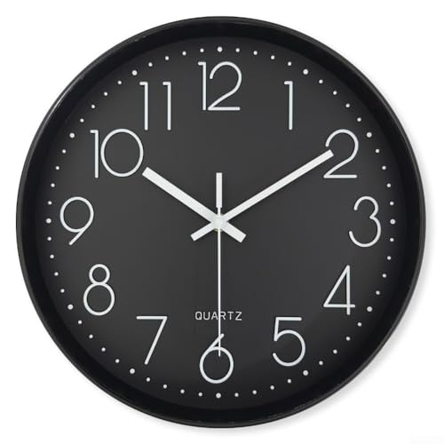 Horloge murale 30 cm avec cadran en verre trempé et mouvement à quartz pour salon