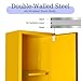 48 Gallon Yellow Flammable Storage Cabinet, Fireproof Steel Chemical Storage Locker with Adjustable Shelves, for Flammable Liquids, Industrial Use, Free Returns!