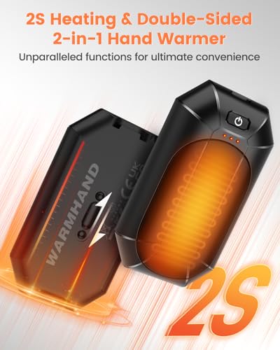2-Pack Hand Warmers Rechargeable,Portable Electric Hand Warmers Reusable,USB 2 in 1 Handwarmers,Outdoor/Indoor/Working/Studying/Camping/Hunting/Golf/Pain Relief/Games/Warm Gifts for Men Women Kids - Thumbnail 2