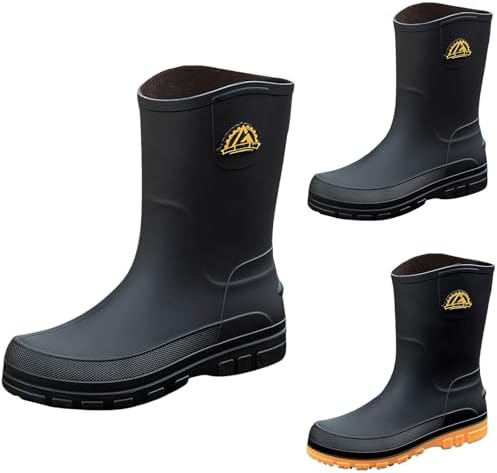 Stivali in gomma da uomo, alti fino alla metà, stivali da pioggia, impermeabili, scarpe da giardino, scarpe antiscivolo, stivaletti da sicurezza, stivaletti da giardino, stivaletti da lavoro, scarpe