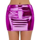 Women's Metallic Mini Skirt Shiny Wet Look Pencil Skirt Short Bodycon Skirts Night Out Party Skirt Sexy Club Skirt