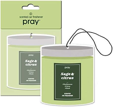 PRAY Hanging Paper Air Freshener - For Cars and Home - Pack of 12 (Sage&Citrus)