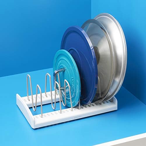 YouCopia StoreMore Adjustable Pot Lid Organiser, Kitchen Cupboard Storage Organiser, Standard, White