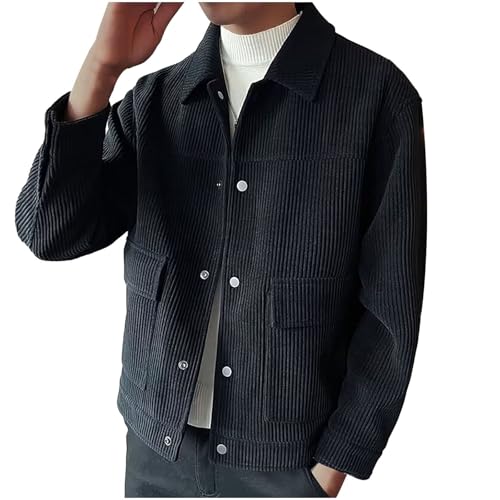 Mens Suede Jackets Men's Turn-Down Collar Front-Zip Suede Jacket Faux Leather Trucker Jackets Coat with Zipper Pocket
