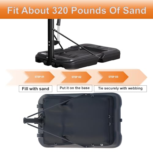 Basketball Hoop Sandbag- Heavy Duty 600DOxford Fabric Waterproof Dustproof, Windproof, Weighted Base Anchor for Basketball Hoops-Holds 320+ lbs.36.6" D x 23.6" W x 5.9" H (Black)-Only Bag. by APOLAI 7 - Image 5