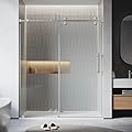 UNIKOO 56"- 60" W×80" H Frameless Stainless Steel Sliding Shower Door in Brushed Nickel with 3/8" (10mm) Certified Tempered Clear Glass. The King Series UKS04-6080-BN