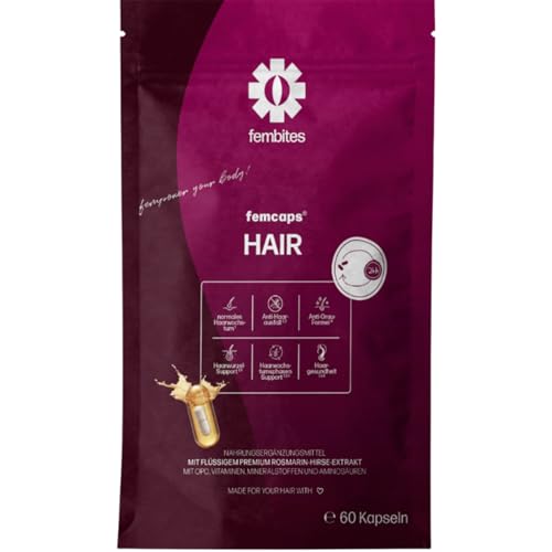 fembites femcaps Hair - Nährstoffkomplex für die Haare mit Keranat Aminosäuren & Pflanzenextrakten - Vegan Natürlich & Laborgeprüft - 60 Kapseln