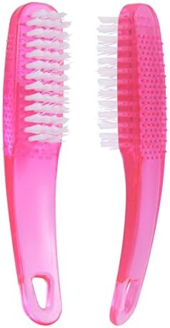 Nail Brush for Cleaning Fingernails 2 Pack, ZUFUGHJK Fingernail Scrub Brush, Multifunctional Plastic Handle Pedicure Brushes, Nail Scrub Brush Set, Manicure Brush for Toes and Nails Women Men,Pink