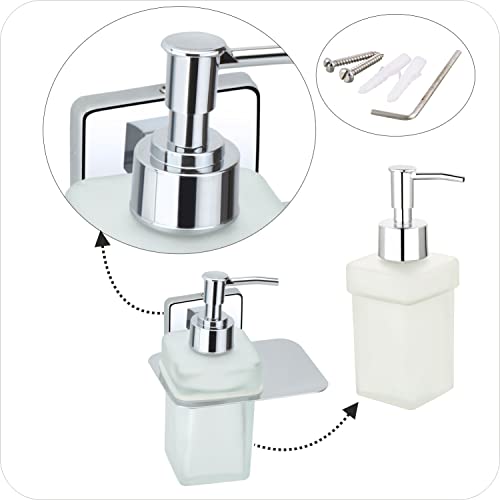 Image of Liquid soap Dispenser Holder for Bathroom handwash Dispenser soap Dispenser for wash Basin 38(Chrome Finish,Anti-Rust)(304 Stainless Steel and Glass)