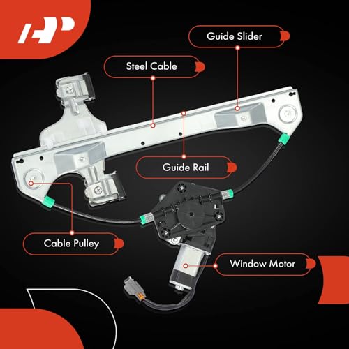 Image of A-Premium Rear Driver Side Power Window Regulator with Motor (2-Pin)