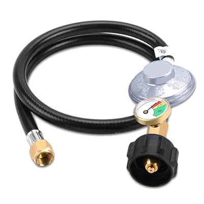 JEASOM 3Feet Propane Regulator and Hose with Gauge, Propane Regulator with Hose Universal QCC1 Replacement for Most LP Gas Grill Burner Stove Fire Pit Heater and More