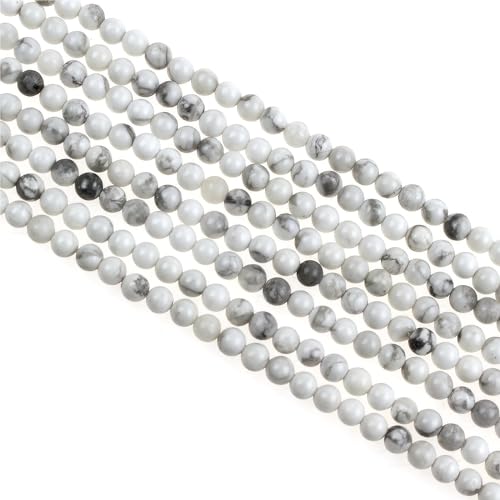 MJDCB 225 pezzi Perle di Pietra Naturale Piccola 3 mm Howlite Bianca Rotonda Sciolto Gemma Perline Distanziatore per Creazioni di Gioielli Braccialetti Collana Orecchini Accessori