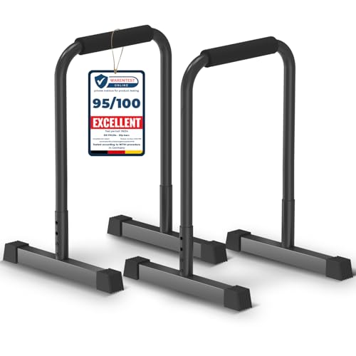 DH FitLife Dip Bars | Dip Stang & Verstelbaar Dip-Station 80-90 cm | Parallettes voor Calisthenics en Krachttraining | Stabiel en Veilig | Indoor en Outdoor Fitnessapparatuur
