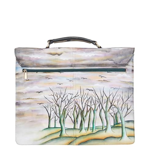 Women Hand-Painted Bird Artwork Leather Office Briefcase Shoulder Bag – Top Handle Work Sling Bag, Crossbody Laptop Business Bag2