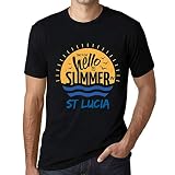 Homme Tee-Shirt Il Est Temps De Dire Bonjour À L'Été À St Lucia – Time to Say Hello to Summer in St Lucia – T-Shirt Vintage Noir Profond L
