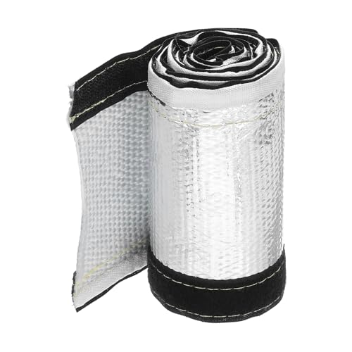 sourcing map Gaine de chaleur aluminisée de 1,5 mm ID x 1 m en aluminium métallique en fibre de verre pour conduites de carburant, câbles, câblage électrique