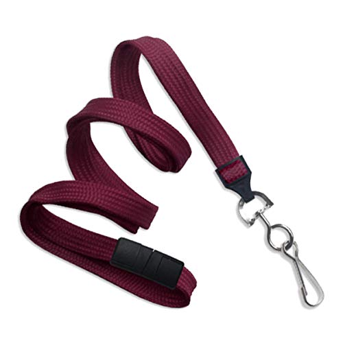 Specialist ID Bulk 25 Pack - Premium Flat Breakaway Lanyards for ID Badges & Badge Holders - 3/8" Wide Woven Safety Lanyard with Metal Swivel Hook for Teachers, Students, Cruise, Office (Maroon)