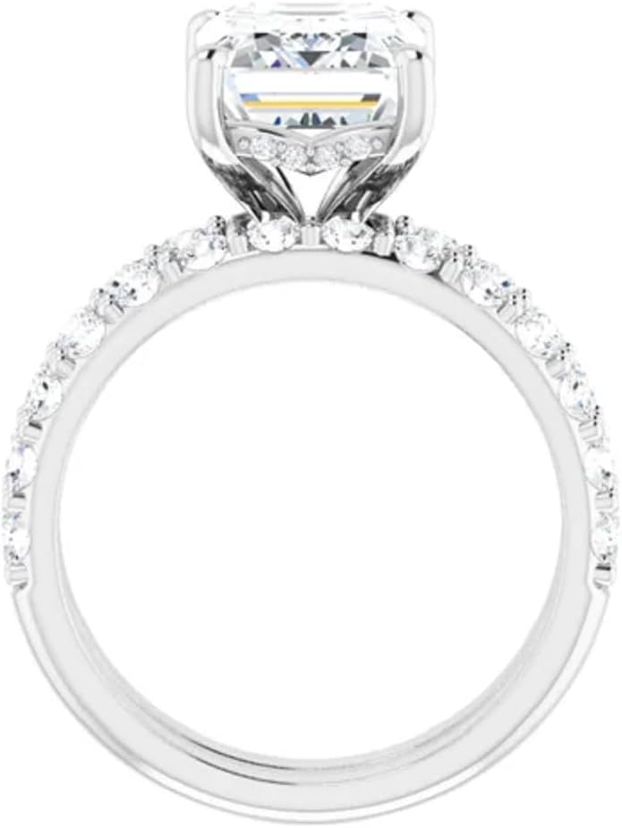 2-6 CT Moissanite Bridal Ring Set for Women | Accented Solitaire Wedding Ring Set, Christmas Gifts | 925 Sterling Silver, 10K/14K/18K Solid Gold & Size 4-12