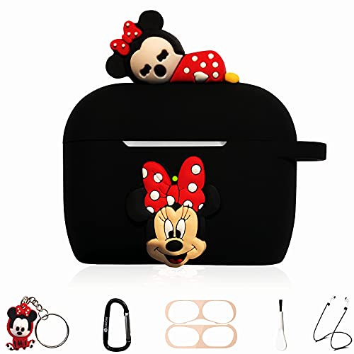 Minnie Mouse Cute Cartoon Silicone Case Skin For Apple Airpod Pro,8 In 1 Accessories Set Protective Cover, Silicone Case/Keychain/Carabiner/Metal Dust Sticker/Cleaning Brush/Anti-Lost Rope #TOP3