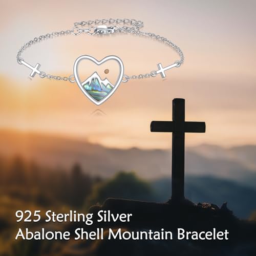 Image of AOBOCO Mustard Seed Bracelet 925 Sterling Silver Cross Bracelets Christian Faith Jewelry Gift for Women