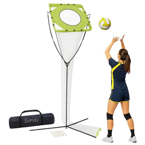 Volleyball Setter Training Net Volleyball Setting Trainer with Target Cloth Adjustable Height 7.5 to 11.5 ft Adjustable Angle for Indoor Outdoor Serving Spiking and Setting Practice Includes Carry Bag