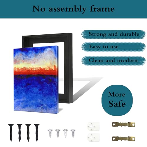 WEITAVAS Canvas Floater Frame for 12"x18" Paintings, Floating Frame for 0.6"-0.9" Depth Canvas Art, Oil Painting Floating Frames (12"x18",Black) by WEITAVAS - Image 2