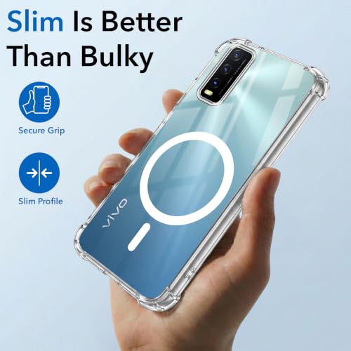 Image of Jkobi Shockproof Crystal-Clear Back Cover for Vivo Y20 | Y20i (Magsafe Wireless Support | Drop & Camera Protection | Hard Polycarbonate)