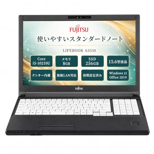 �y�����ςݕi�z�x�m�� LIFEBOOK A5510 �m�[�g�p�\�R�� 15.6�^ Windows11 Office2019 Core i5-10210U ������8GB SSD256GB ���F�L�[�{�[�h �e���L�[���� ����LAN�Ή� �����ݒ�ς�