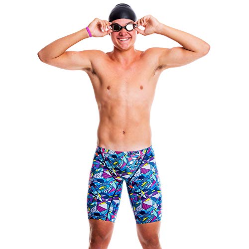 Flow Funky Swim Jammers - Jammer Swimming Shorts In Boys Size 24 To 30 With Eight Radical Swimsuit Designs To Choose From (Glow Skulls 24) #TOP2