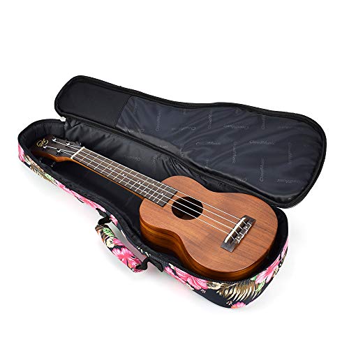 Cloudmusic Hawaiian Ukulele Case Hawaii Hibiscus And Palm Ukulele Backpack (Concert, Hawaii Hibiscus And Palm) #TOP7
