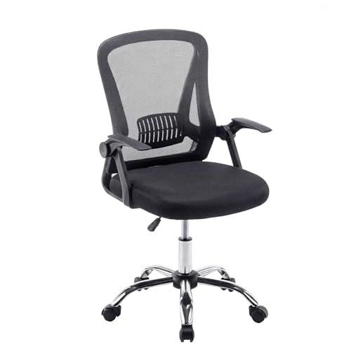 Image of Panana Office Chair Mesh Back Ergonomic Desk Chair with Flip-up Armrest Executive Swivel Computer Chair (Dark Grey, Mid Back)