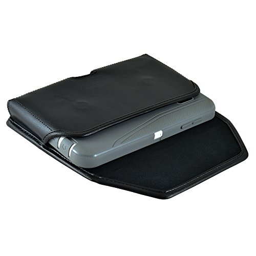 Turtleback Belt Case Made For Motorola Droid Turbo 2 Fits W/ Ob Defender Or Bulky Cases, Black Holster Leather Pouch With Heavy Duty Rotating Ratcheting Belt Clip Horizontal Made In Usa #TOP4