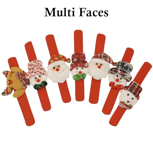 Image of Rozi Decoration Merry Christmas Hand Slap Wristbands for Kids, Girl, Boy, Adults Christmas Accessories Party Items Pack of 3 Pcs Santa Claus, Teddy Bear & Snow Man Christmas Party Bracelets