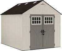 Suncast 8x10 Ft. Outdoor Storage Shed - Large Resin Outdoor Shed with Floor Included, Lockable Double Doors & Skylights. 547 Cu Ft Tremont Garden Resin Sheds for Lawn Tools, Riding Mowers, & Bikes
