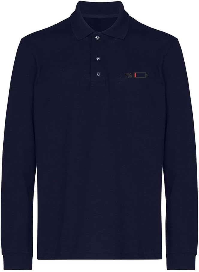 Mens Polo Shirts 1% Battery 3353 Embroidered Long Sleeve Shirts