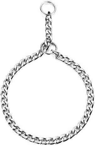 HAPPY HACHI Choke Chain for Dogs 60cm, Strong Slip Chain Collars Anti Chew for Medium Large Pet Dog, Silver Metal Necklace for Puppy Training Walking, M