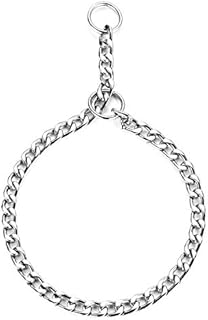 HAPPY HACHI Choke Chain for Dogs 60cm, Strong Slip Chain Collars Anti Chew for Medium Large Pet Dog, Silver Metal Necklace for Puppy Training Walking, M