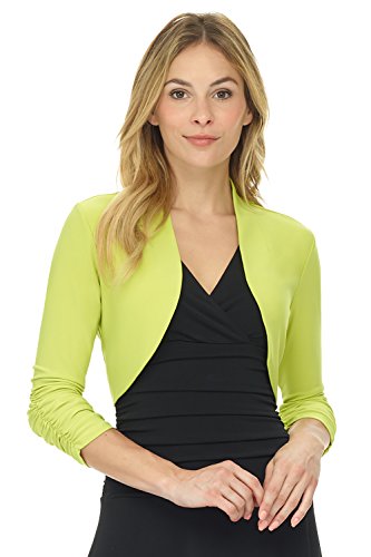 Image of Rekucci Women's Chic Soft Knit Stretch Bolero Shrug with Ruched Sleeves